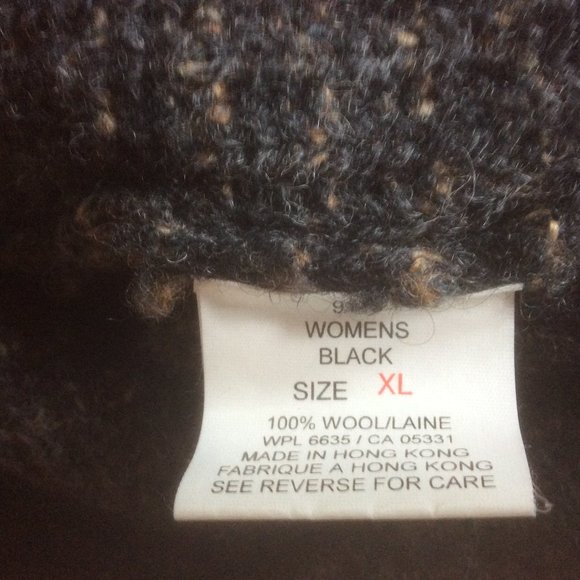 Woolrich Dark Gray and Tan Wool Button Down Cardigan Women's Sweater Size XL - Picture 5 of 6